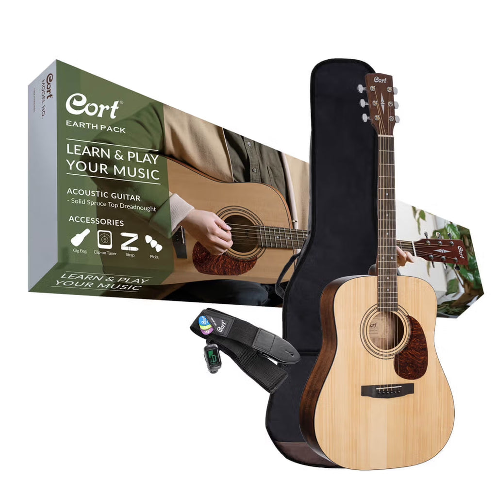 Cort Earth Dreadnought Acoustic Guitar Pack - Open Pore Natural [C10035]