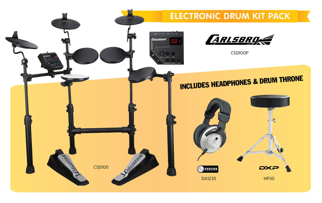 Carlsbro	CSD100 	5 Piece Electronic Drum Kit Package.