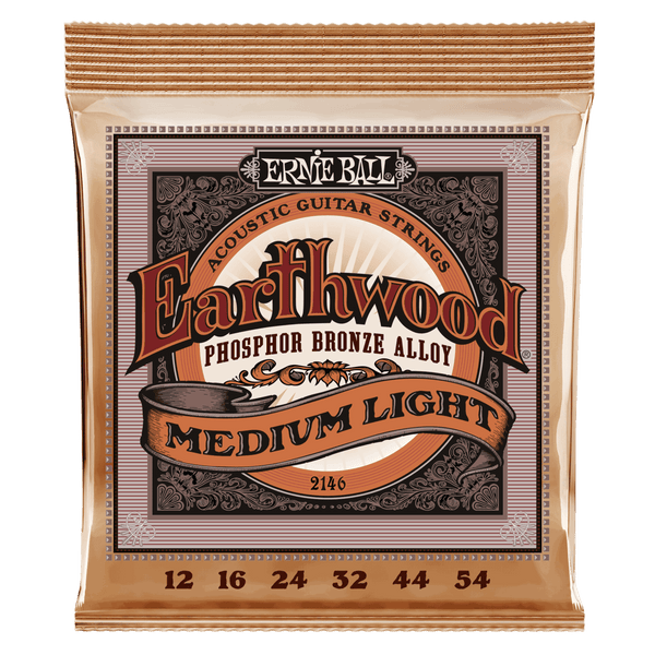 Ernie Ball Medium Light Earthwood Phosphor Bronze Acoustic Guitar Strings 12-54 Inc FREE SHIPPING