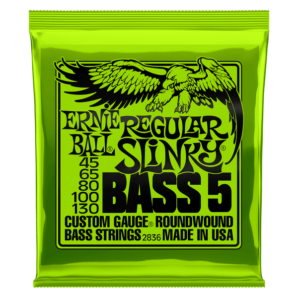 Ernie Ball Regular Slinky Nickel Wound 5-String Electric Bass Strings 45-130. Inc FREE SHIPPING