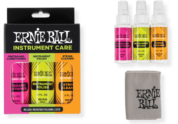 Ernie Ball Instrument Care 3-pack with Microfibre Polish Cloth