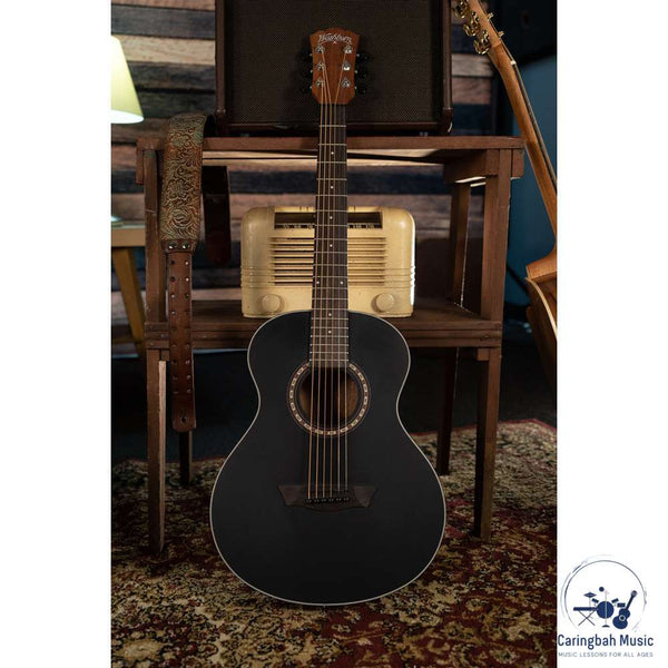 Washburn AGM5BMK-A-U G-Mini Traveller Guitar Apprentice, Black Matte