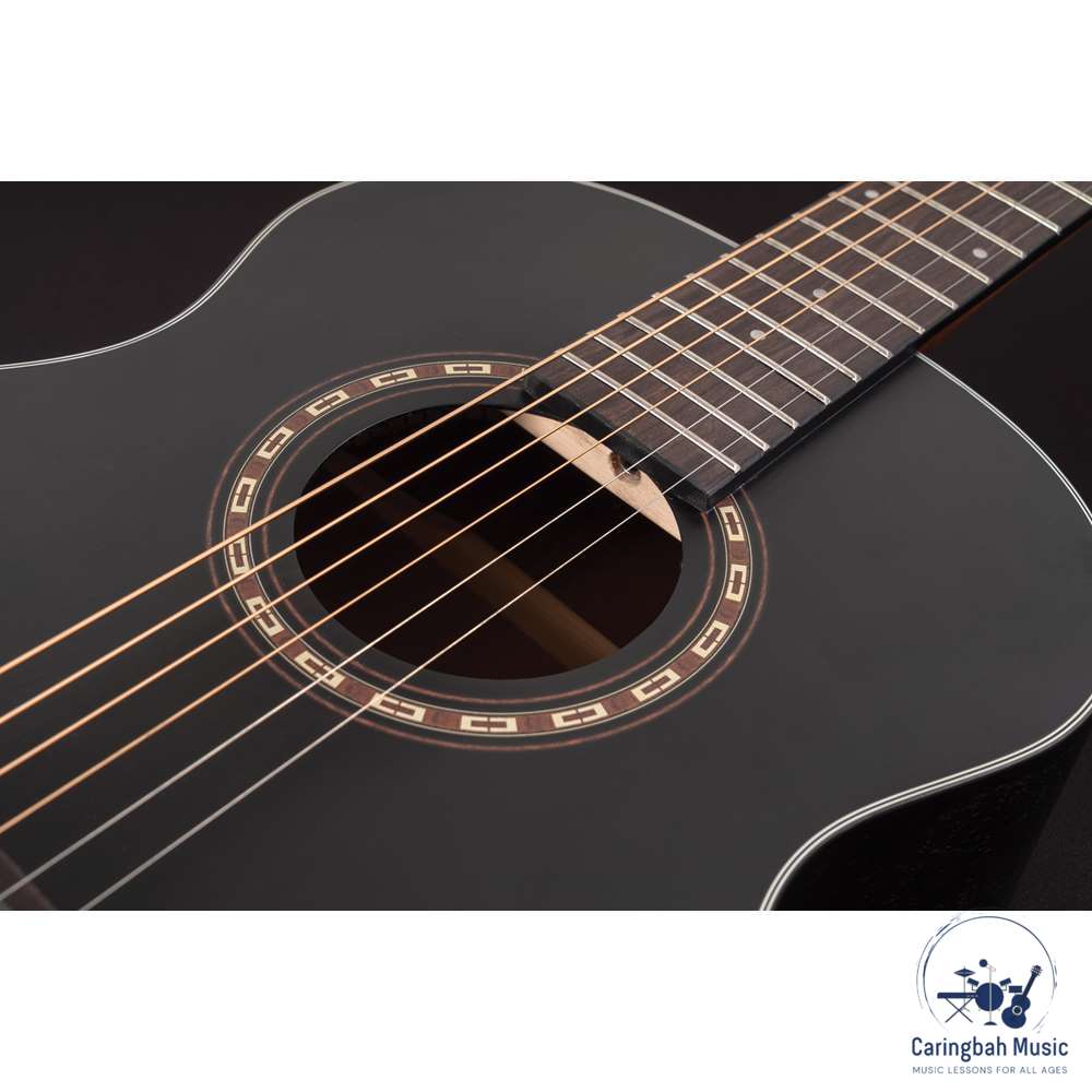Washburn AGM5BMK-A-U G-Mini Traveller Guitar Apprentice, Black Matte