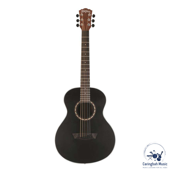 Washburn AGM5BMK-A-U G-Mini Traveller Guitar Apprentice, Black Matte