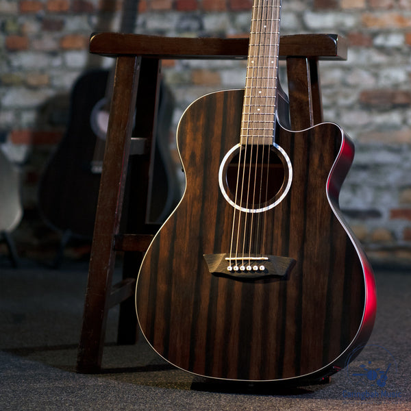 Washburn DFEACE-A-U Deep Forest Ebony Ace Auditorium Acoustic Electric Guitar